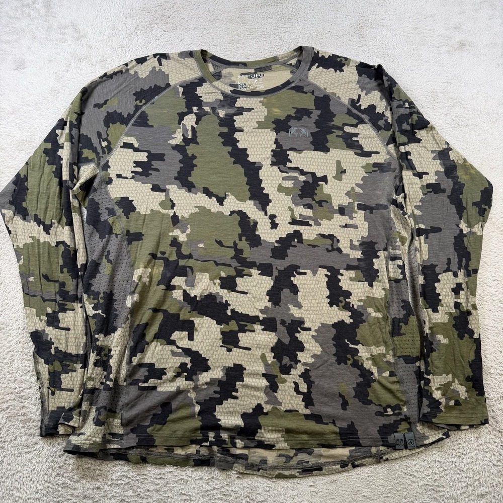 KUIU Shirt Mens 2XL Camo Nuyarn Merino Wool Base Layer Long Sleeve Hunting